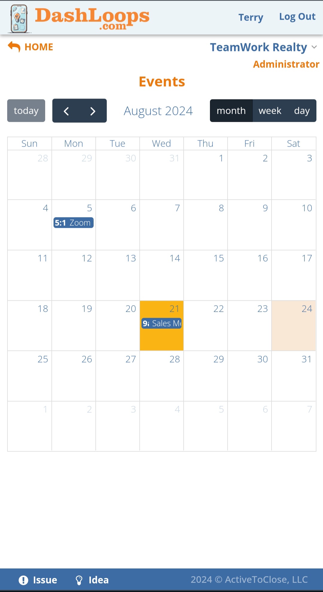 DashLoops Shared Events Calendar